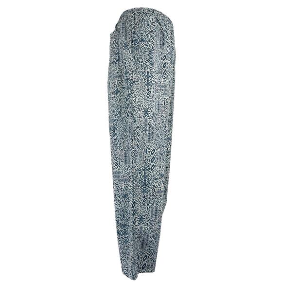 Women's Blue Patterned Wide Leg Pants - Picture 5 of 11